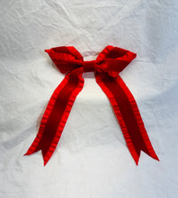 Load image into Gallery viewer, Zoey Bow - Ruffly Red Velvet Stripe

